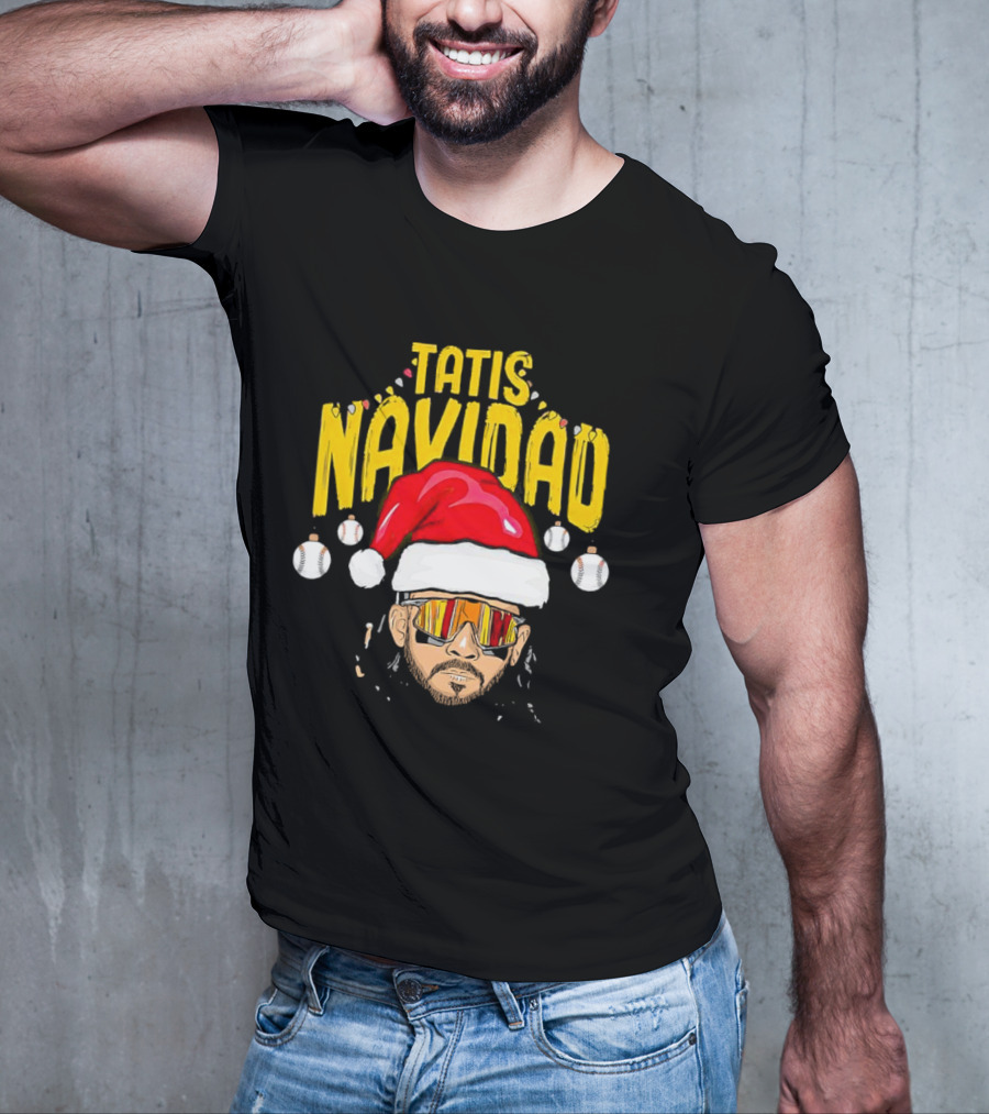 Tatis Navidad Santa Hat Baseball Sunglasses T-Shirt