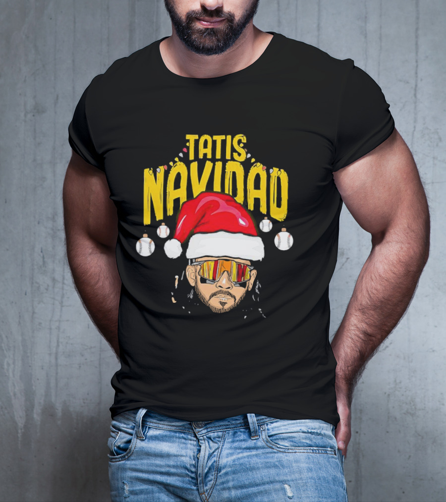 Tatis Navidad Santa Hat Baseball Sunglasses T-Shirt