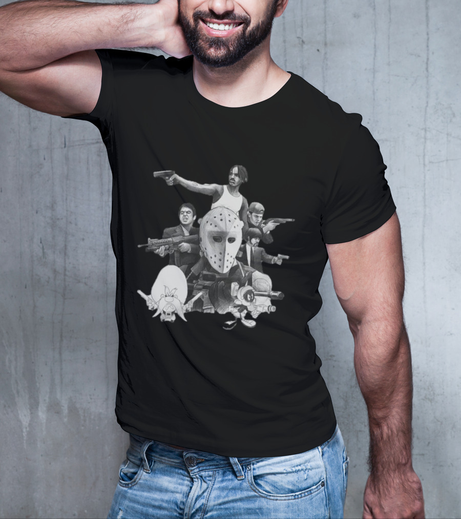 Trust Respect The Shooter Jason Mask Gangsters Anime Characters Gunmen T-Shirt