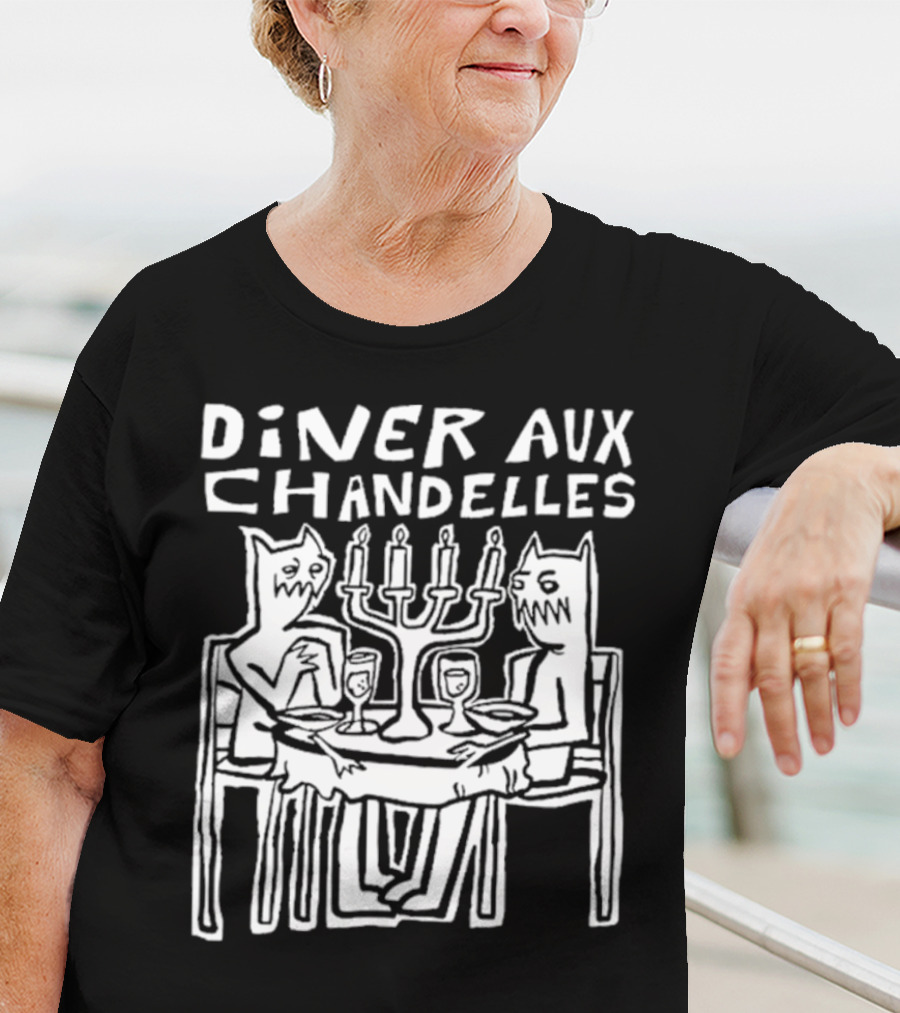 DINER AUX CHANDELLES DINNER MONSTERS CANDLELIGHT WOODCUT T-Shirt
