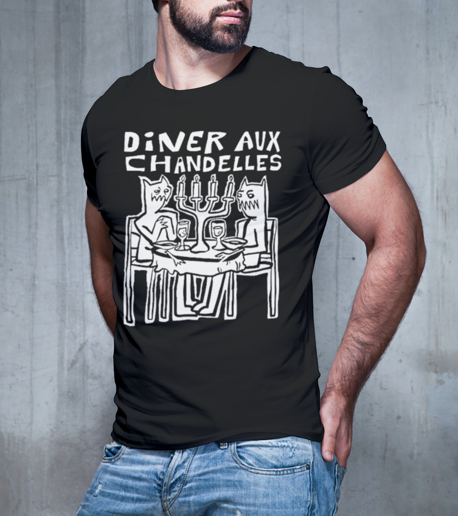 DINER AUX CHANDELLES DINNER MONSTERS CANDLELIGHT WOODCUT T-Shirt