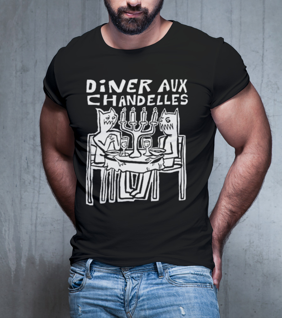 DINER AUX CHANDELLES DINNER MONSTERS CANDLELIGHT WOODCUT T-Shirt