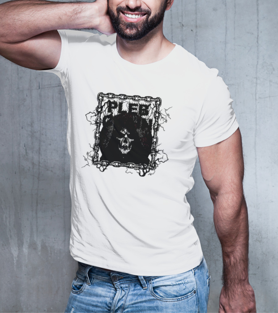Plebchain Skull With Lightning And Chains T-Shirt