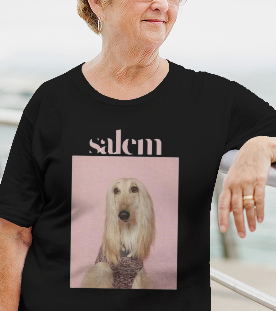Salem Ilese Dog Afghan Hound Portrait On Pink Background T-Shirt
