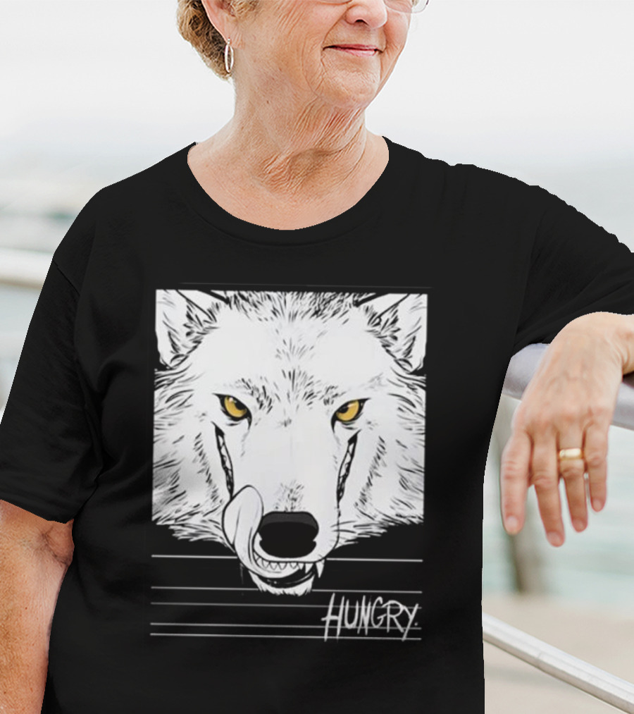 Hungry Wolf Illustration With Intense Expression T-Shirt