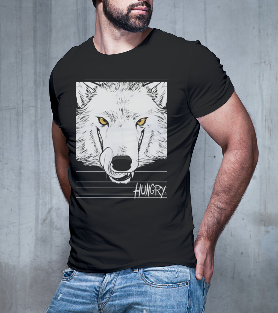 Hungry Wolf Illustration With Intense Expression T-Shirt