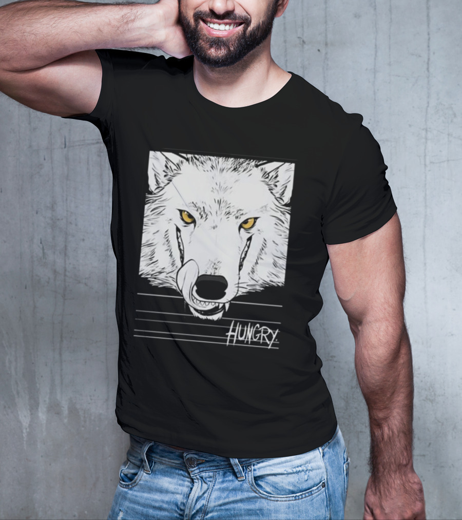 Hungry Wolf Illustration With Intense Expression T-Shirt