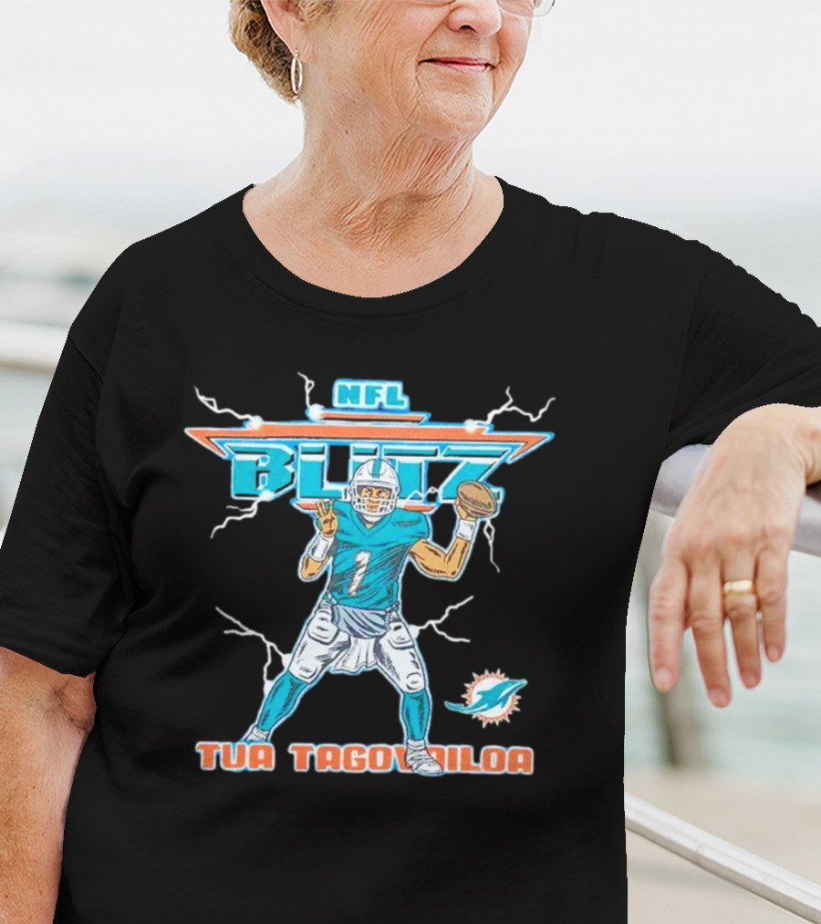Tua Tagovailoa Miami Dolphins NFL Blitz Football T-Shirt
