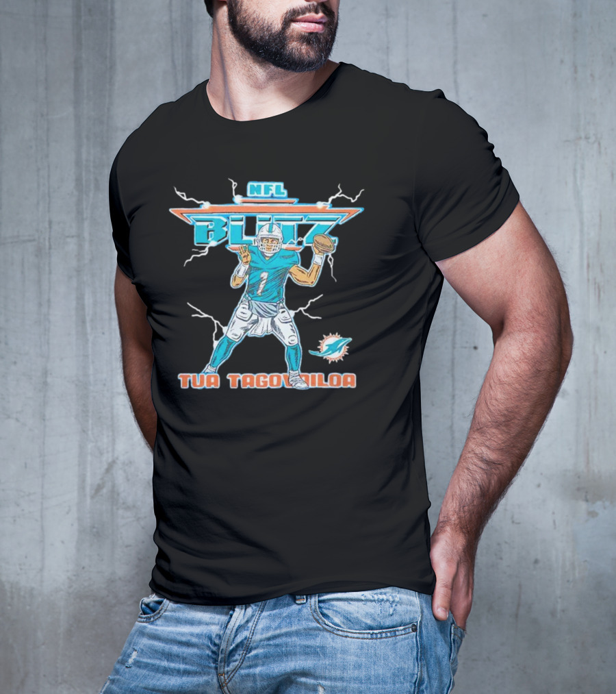 Tua Tagovailoa Miami Dolphins NFL Blitz Football T-Shirt