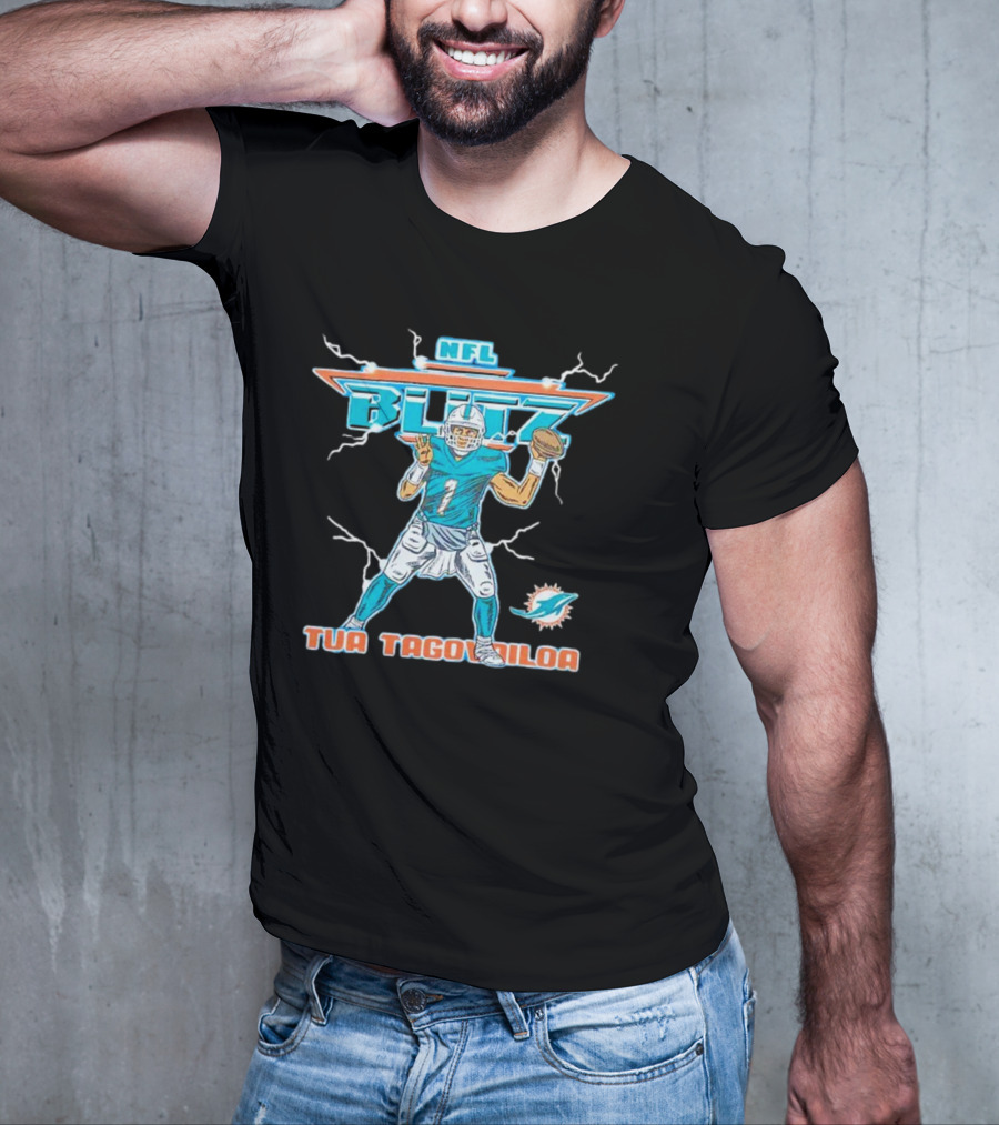 Tua Tagovailoa Miami Dolphins NFL Blitz Football T-Shirt