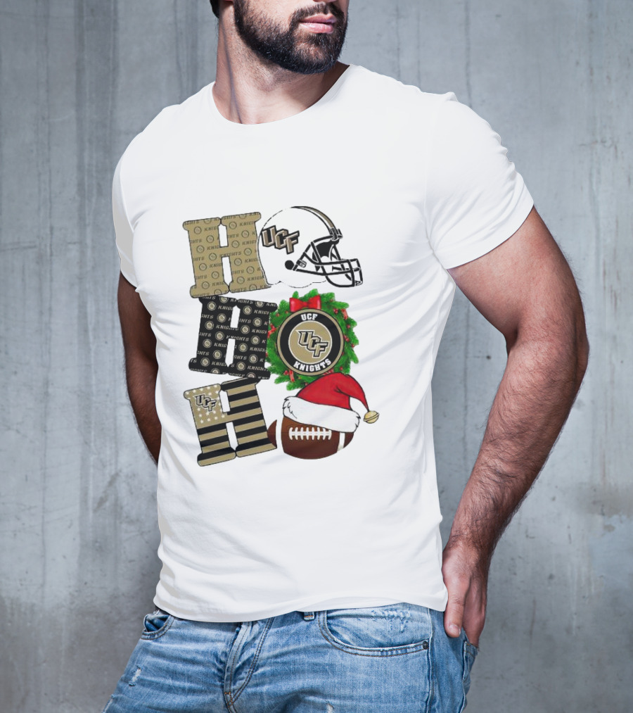UCF Knights Christmas Helmet Wreath Football Holiday Cheer T-Shirt