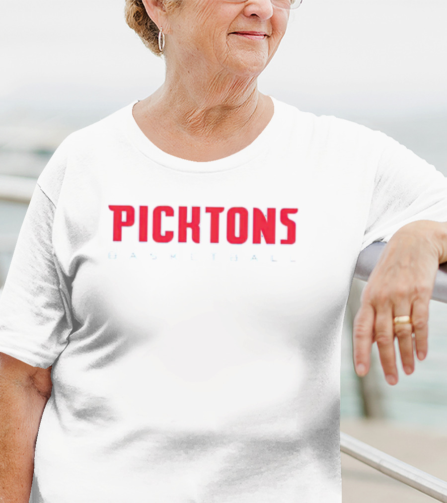Picktons Basketball Bold Red Classic Sports T-Shirt