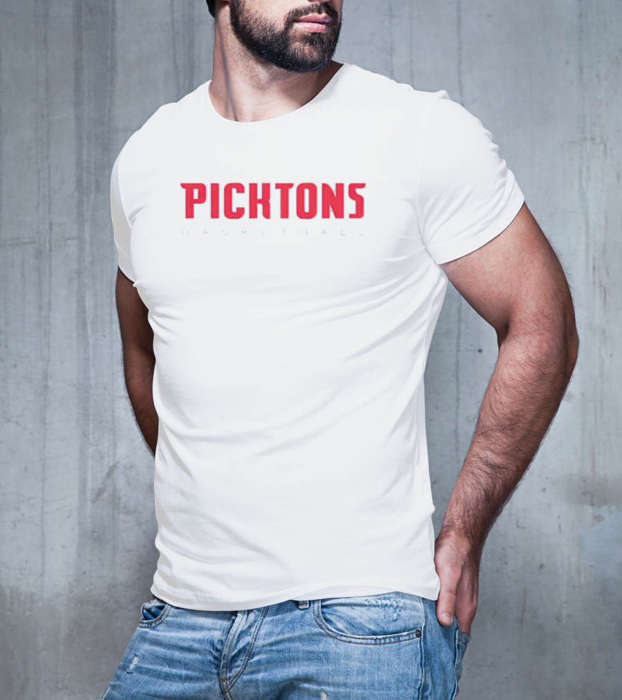Picktons Basketball Bold Red Classic Sports T-Shirt