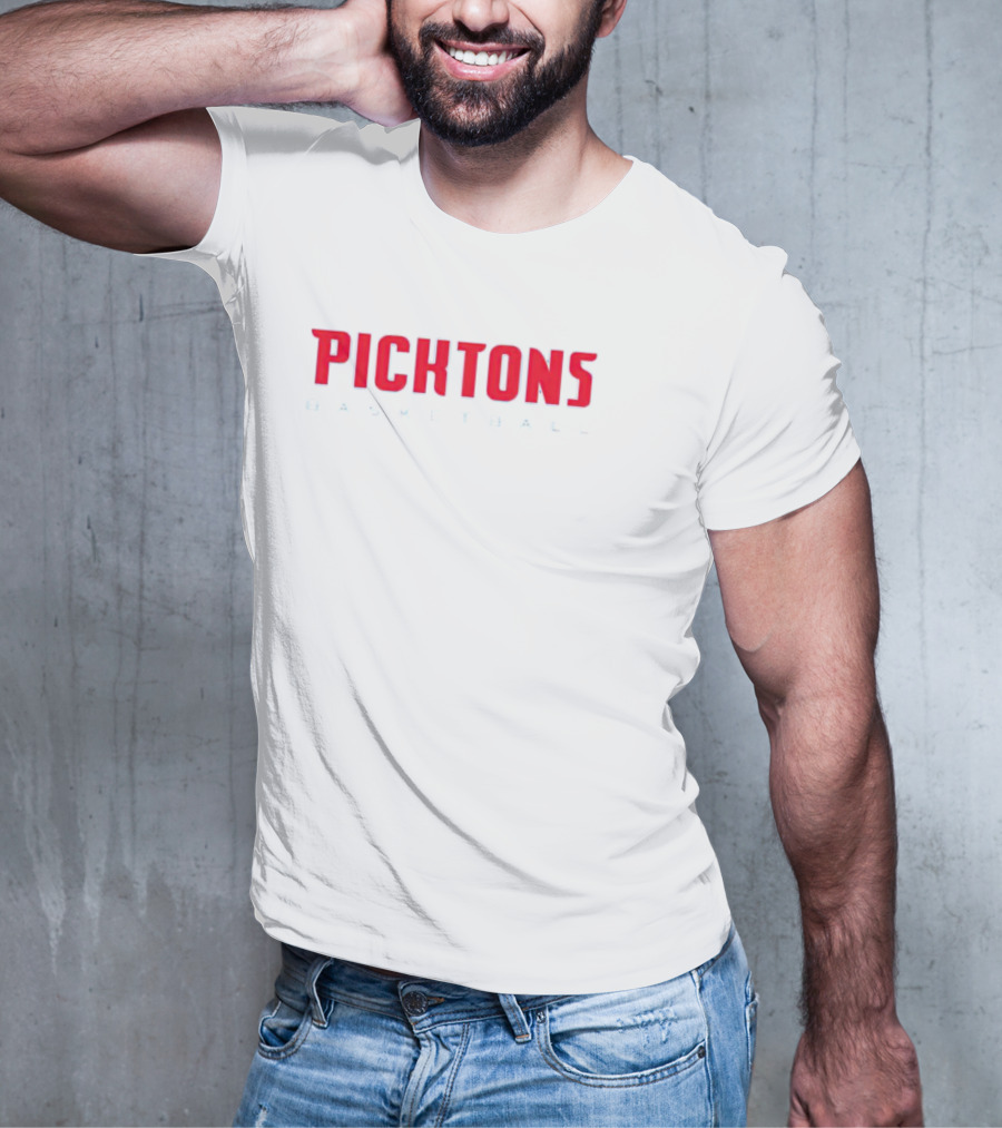Picktons Basketball Bold Red Classic Sports T-Shirt