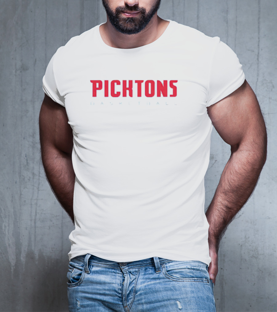 Picktons Basketball Bold Red Classic Sports T-Shirt