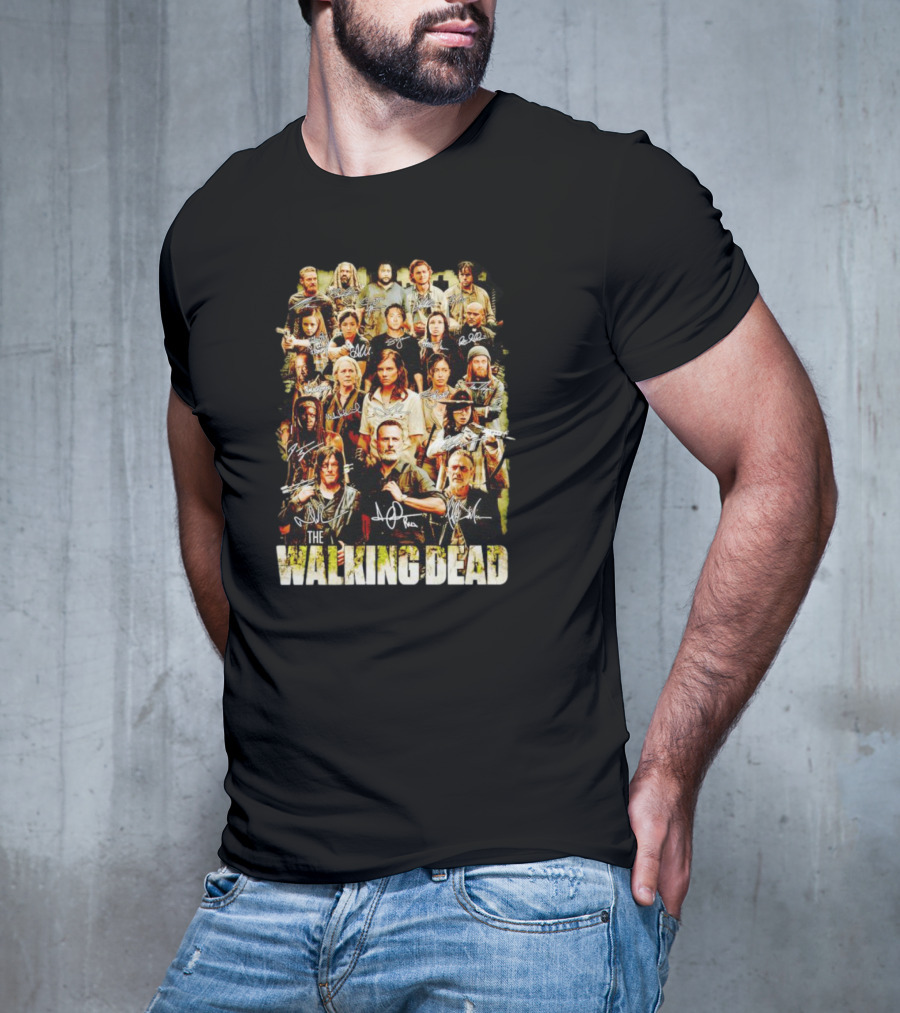 The Walking Dead Cast Image With Character Signatures T-Shirt