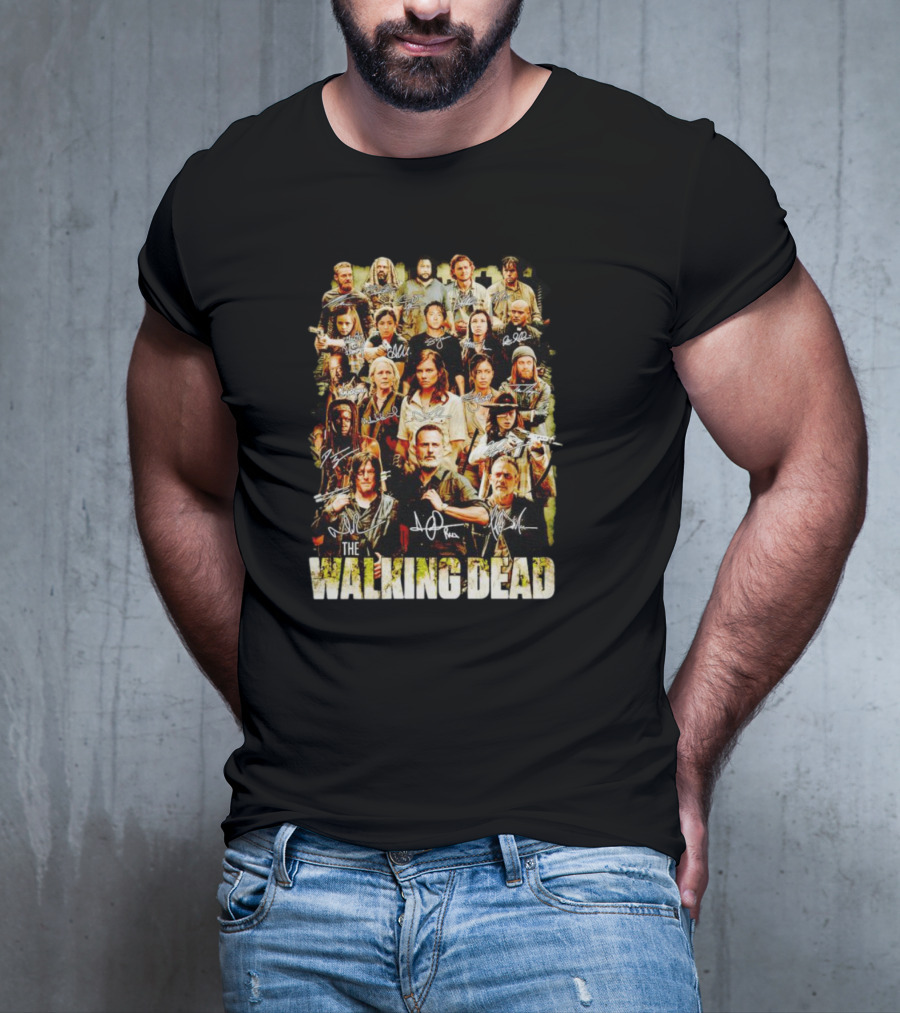 The Walking Dead Cast Image With Character Signatures T-Shirt