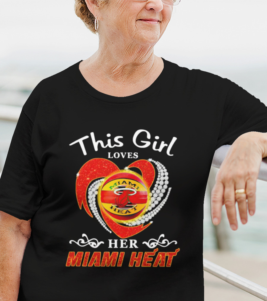 This Girl Loves Her Miami Heat Sparkling Heart T-Shirt