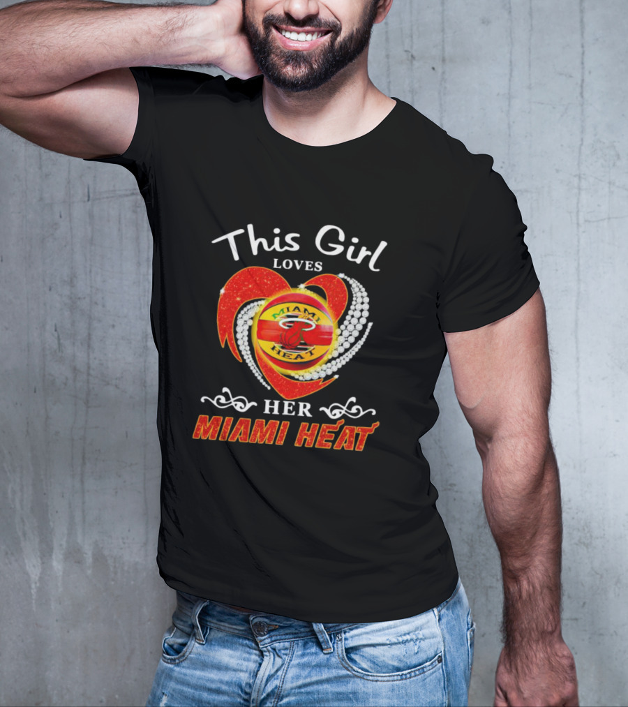 This Girl Loves Her Miami Heat Sparkling Heart T-Shirt