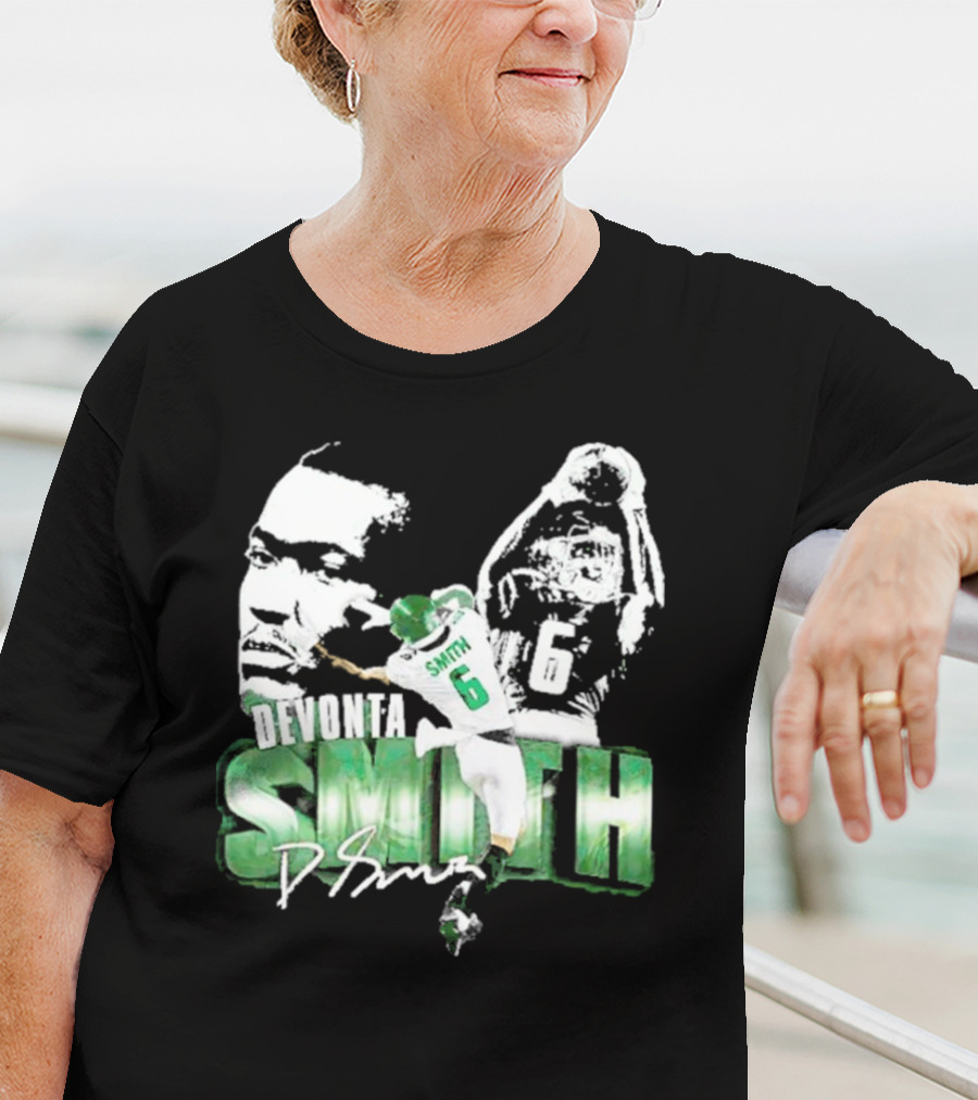 DeVonta Smith Philadelphia Number 6 Football Chrome Look T-Shirt