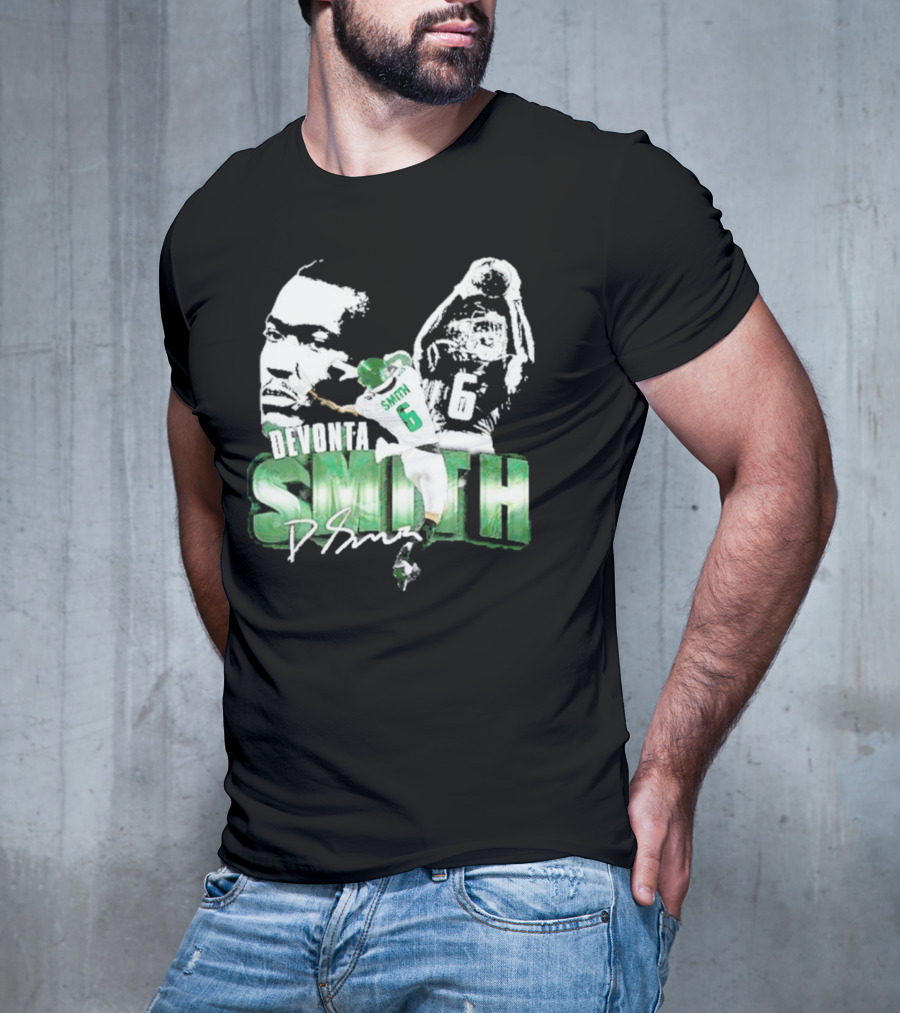 DeVonta Smith Philadelphia Number 6 Football Chrome Look T-Shirt