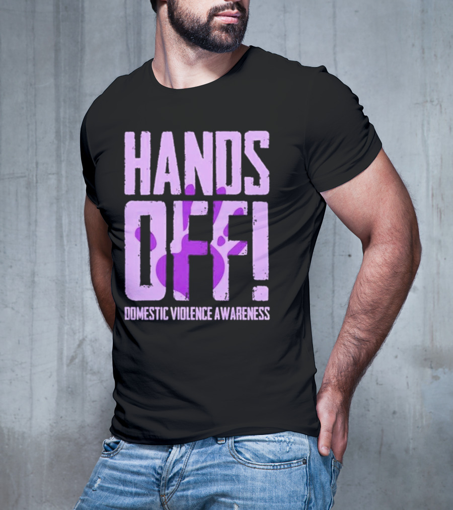 HANDS OFF DOMESTIC VIOLENCE AWARENESS PURPLE HANDPRINT T-Shirt