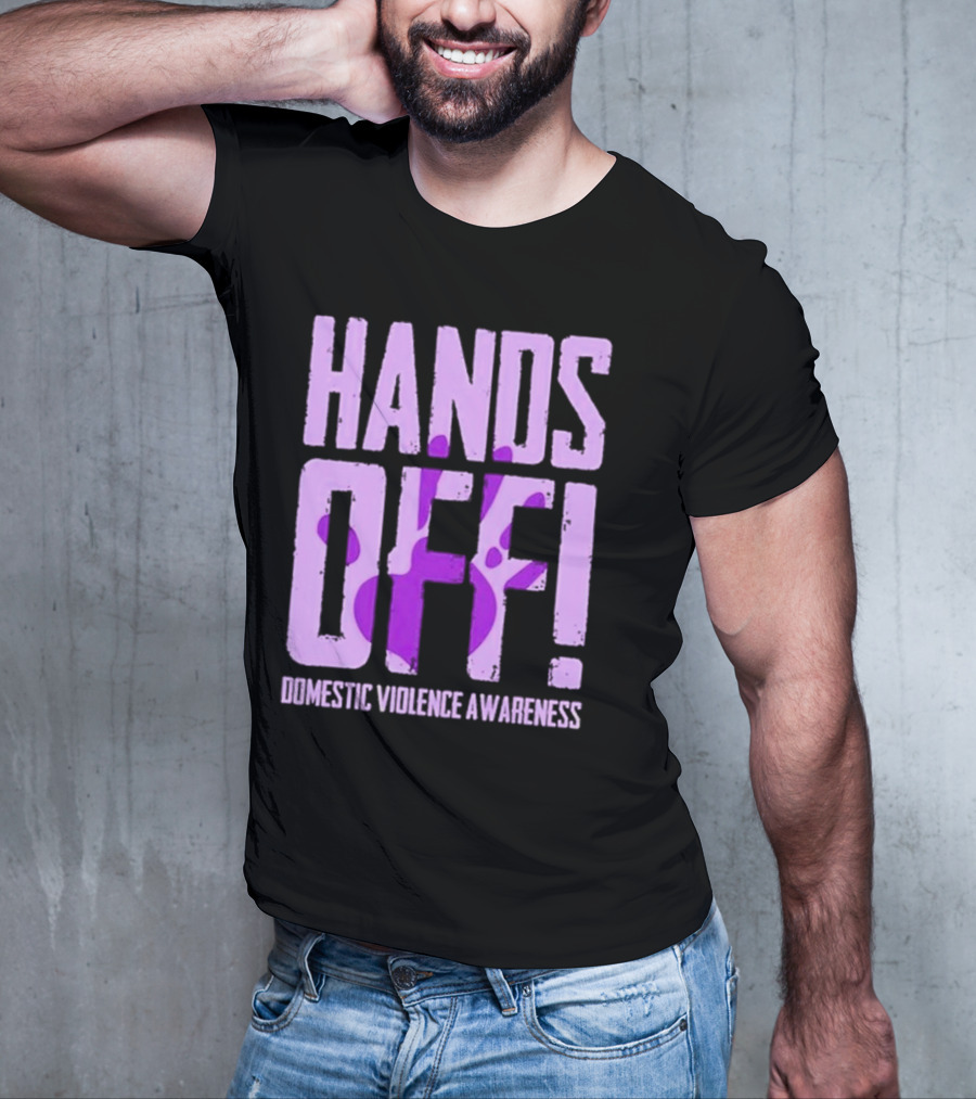 HANDS OFF DOMESTIC VIOLENCE AWARENESS PURPLE HANDPRINT T-Shirt
