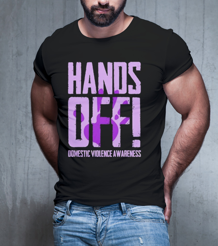 HANDS OFF DOMESTIC VIOLENCE AWARENESS PURPLE HANDPRINT T-Shirt