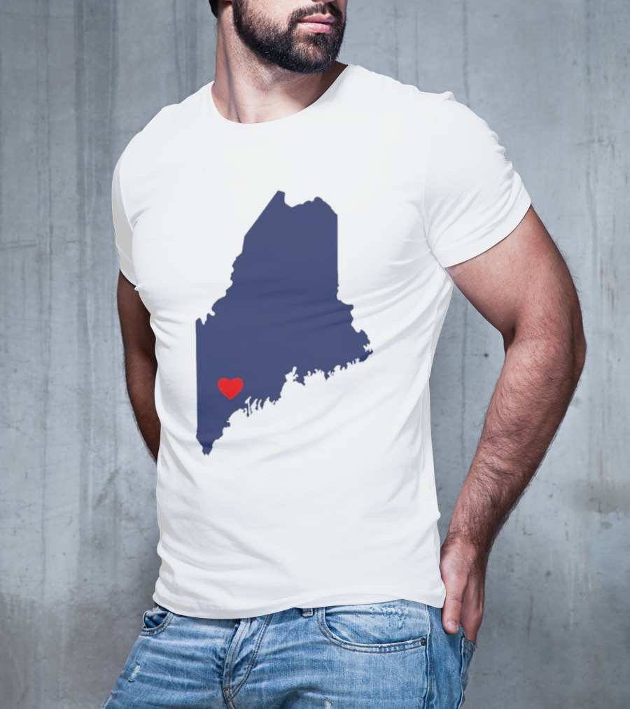 Lewiston Strong Heart Map Maine T-Shirt