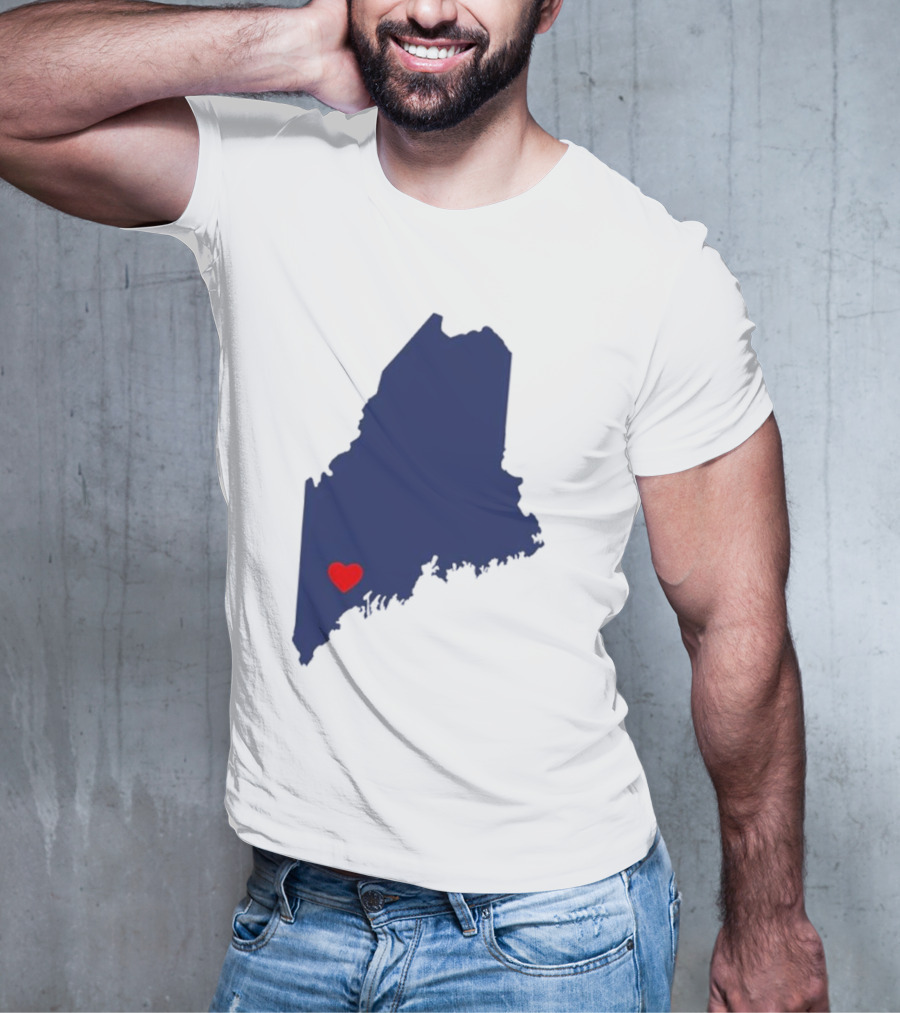 Lewiston Strong Heart Map Maine T-Shirt