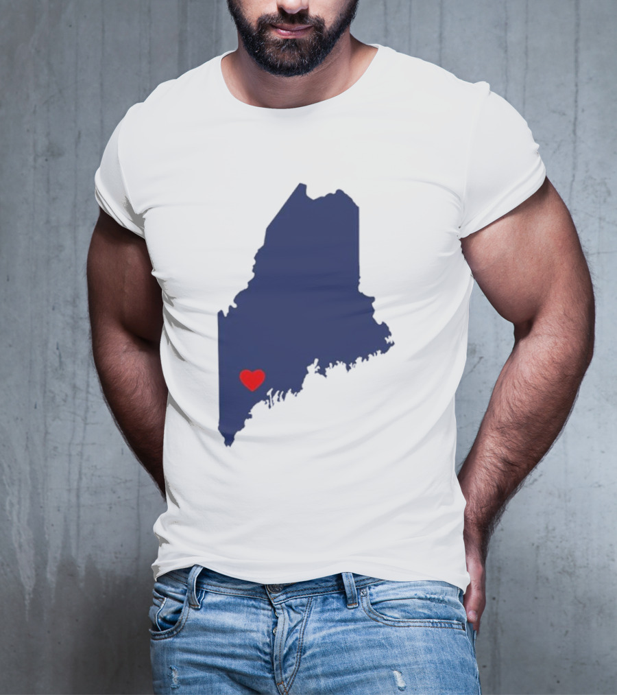 Lewiston Strong Heart Map Maine T-Shirt