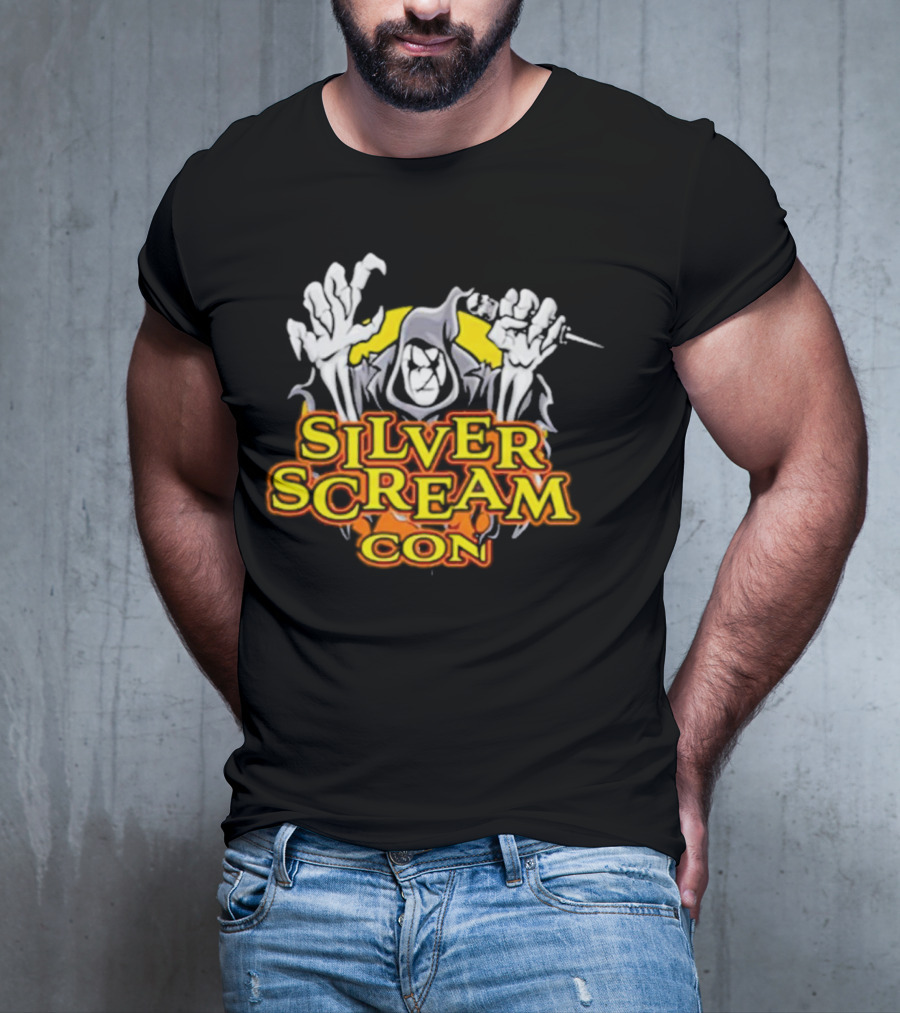 Silver Scream Con Grim Reaper With Needle And Hands T-Shirt