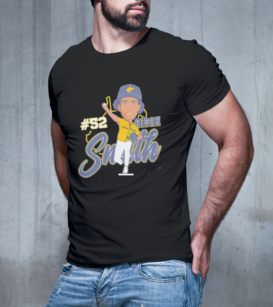 52 Aidan Smith Mountaineers Caricature Signature T-Shirt