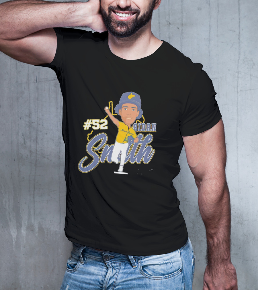 52 Aidan Smith Mountaineers Caricature Signature T-Shirt