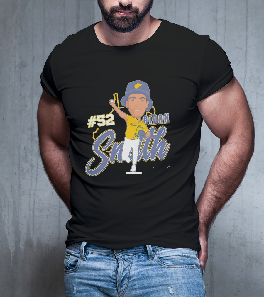 52 Aidan Smith Mountaineers Caricature Signature T-Shirt