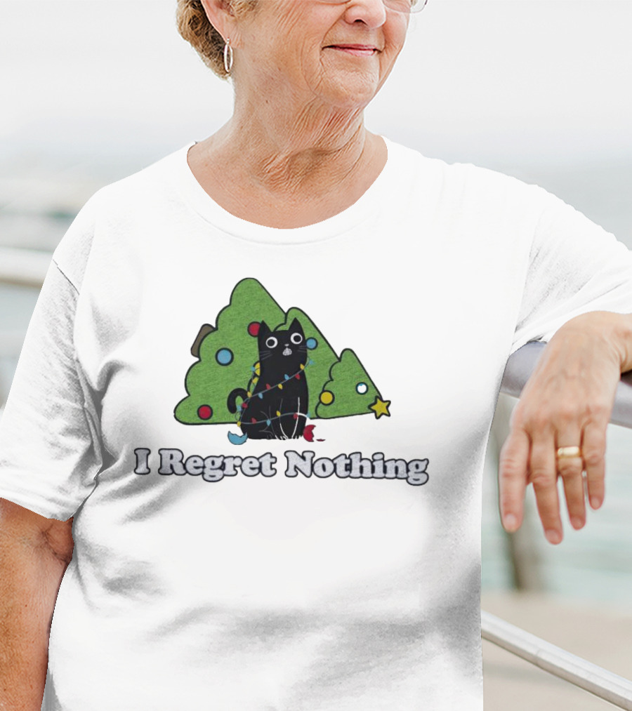 I Regret Nothing Black Cat Christmas Trees T-Shirt