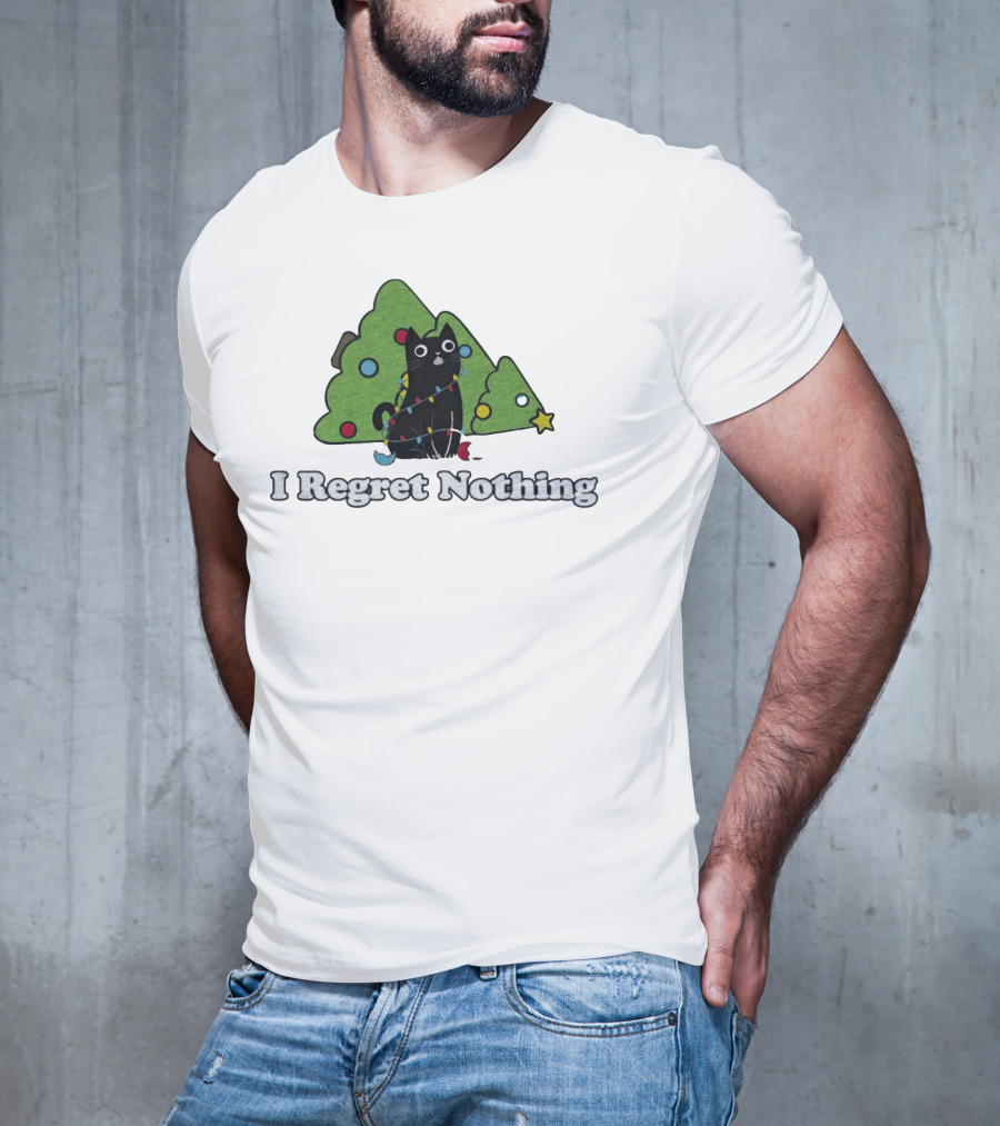 I Regret Nothing Black Cat Christmas Trees T-Shirt