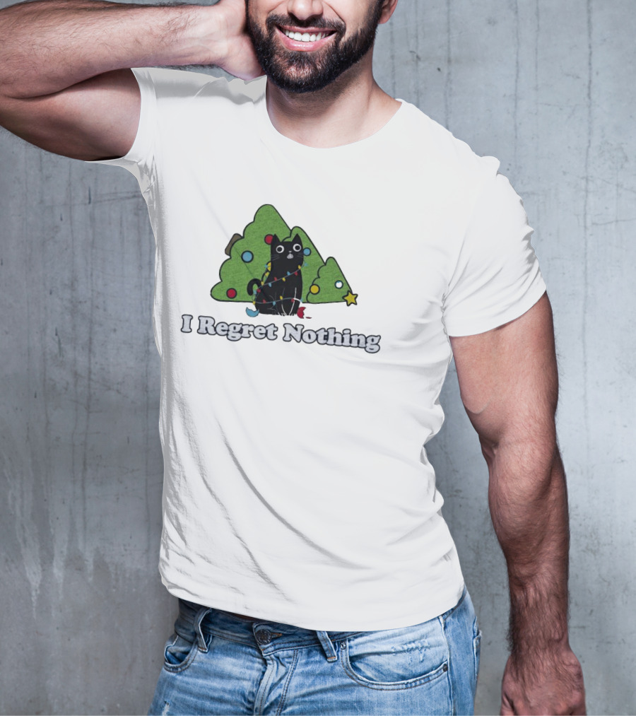 I Regret Nothing Black Cat Christmas Trees T-Shirt