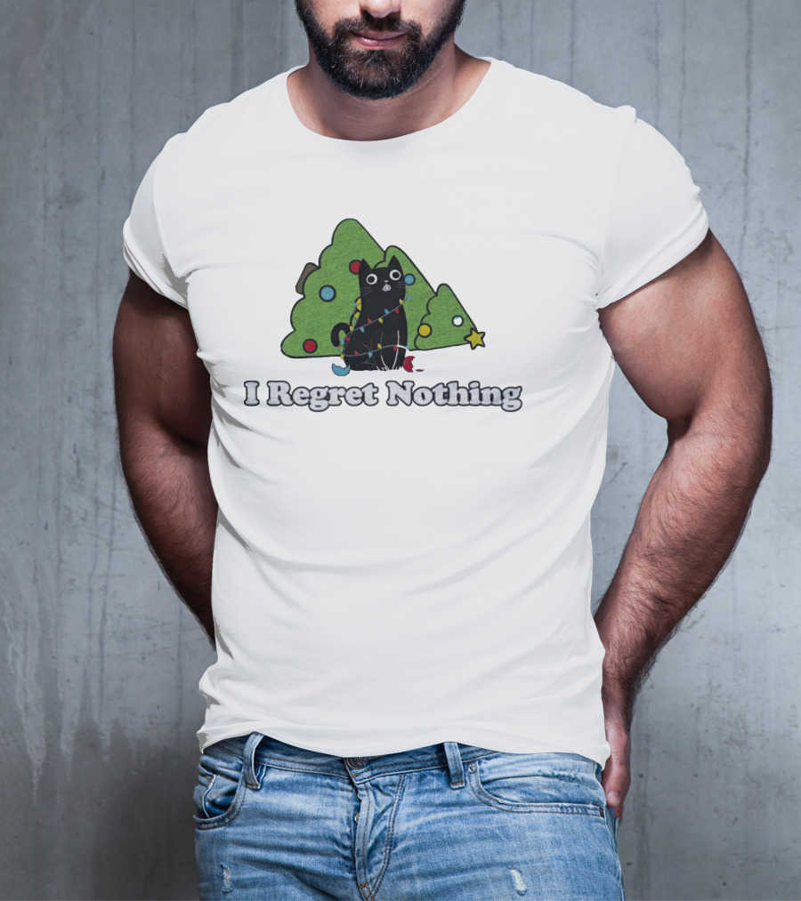 I Regret Nothing Black Cat Christmas Trees T-Shirt
