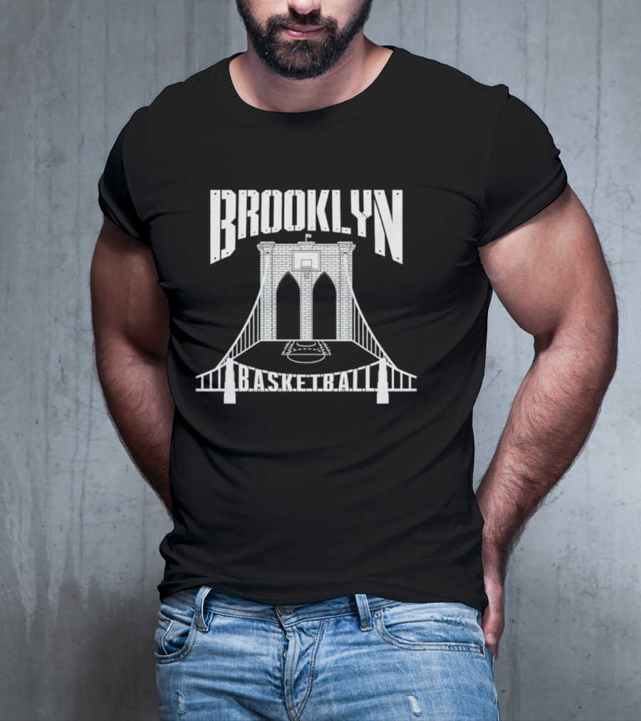 Brooklyn Bridge Basketball Court With Hoops T-Shirt