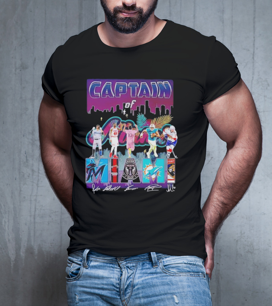 Captain Of Miami Marlins Heat Inter Dolphins Panthers T-Shirt