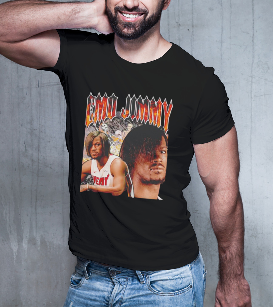 Emo Jimmy Butler Heat Skeleton Background T-Shirt