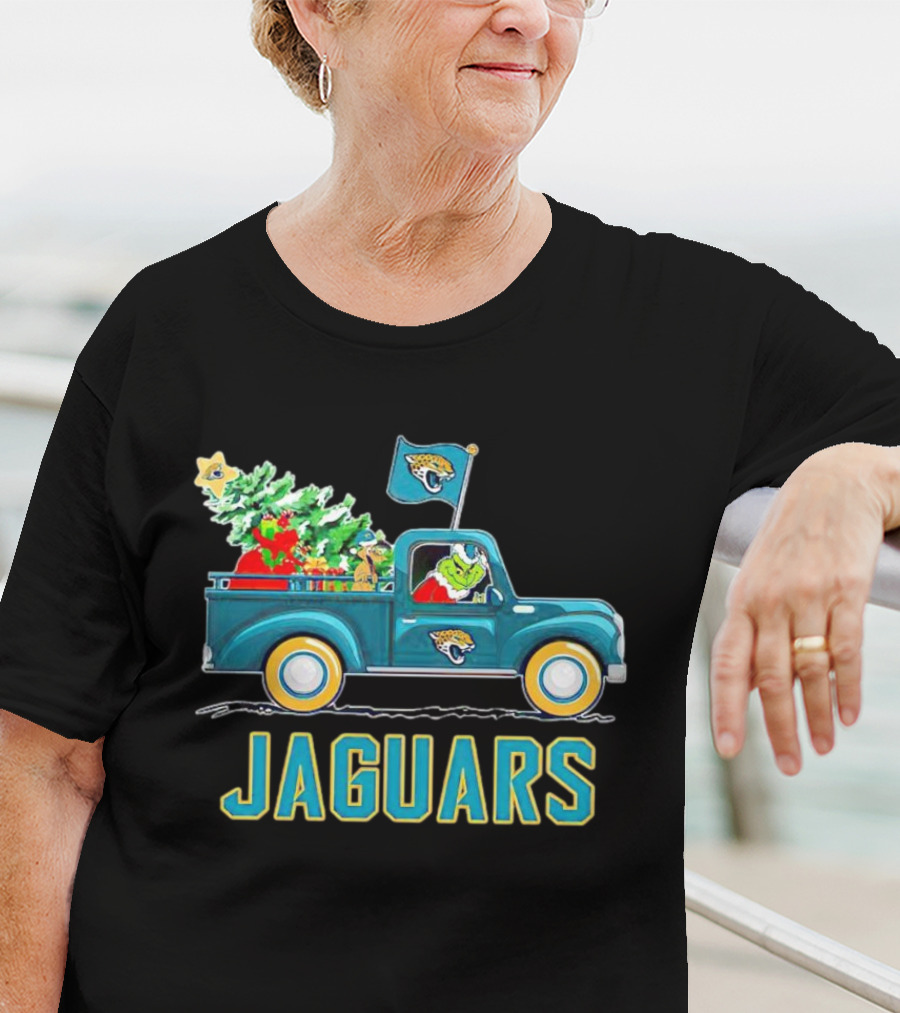 Grinch Christmas Truck Jacksonville Jaguars Holiday T-Shirt