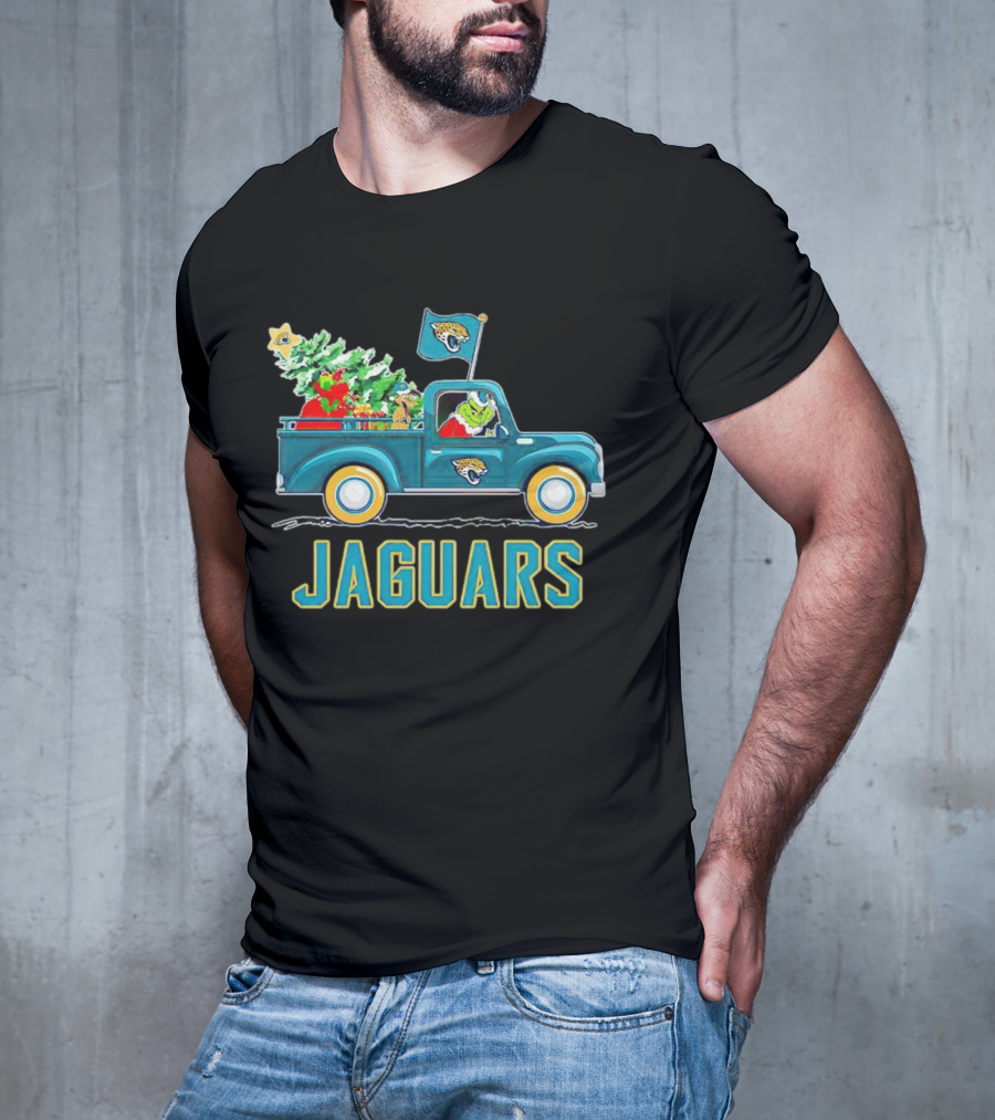 Grinch Christmas Truck Jacksonville Jaguars Holiday T-Shirt