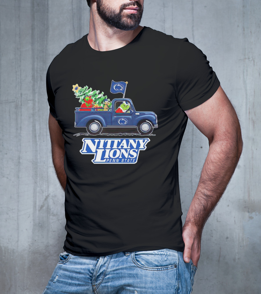 Grinch Driving Christmas Truck Nittany Lions Penn State T-Shirt