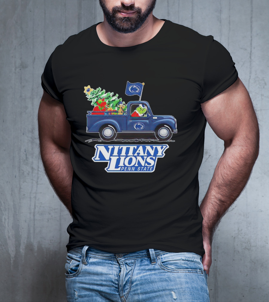 Grinch Driving Christmas Truck Nittany Lions Penn State T-Shirt
