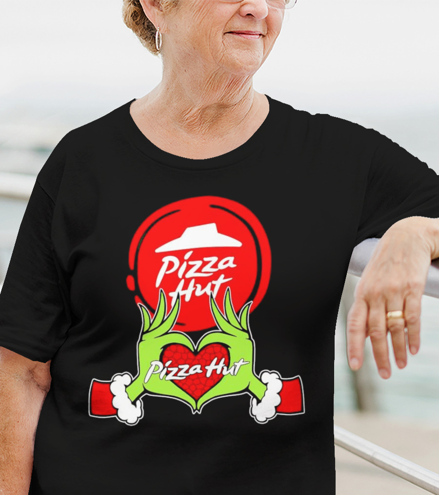 Pizza Hut Christmas Grinch Hands Heart T-Shirt