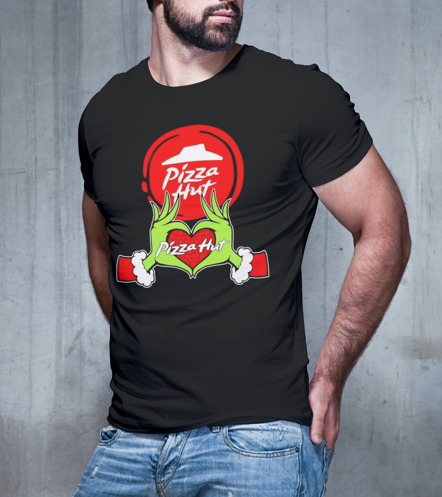 Pizza Hut Christmas Grinch Hands Heart T-Shirt