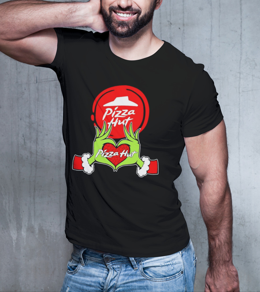 Pizza Hut Christmas Grinch Hands Heart T-Shirt