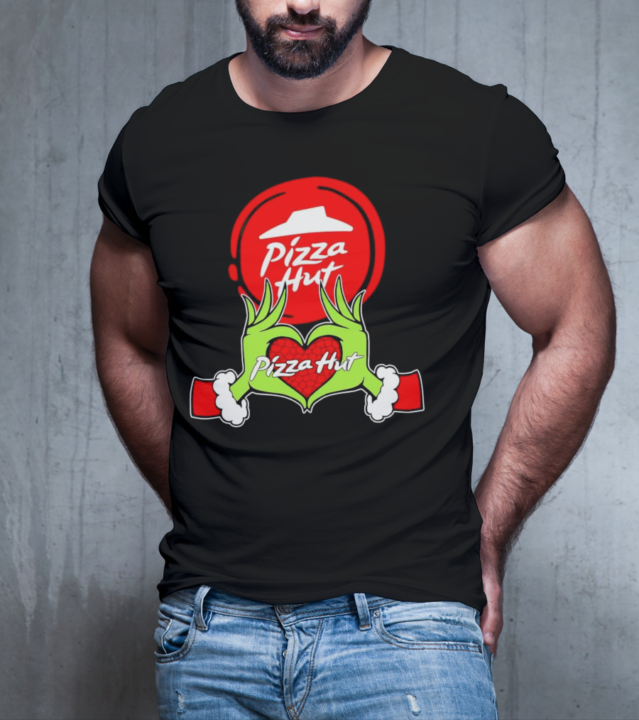 Pizza Hut Christmas Grinch Hands Heart T-Shirt